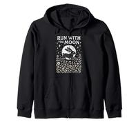 Rustic Boho Hare Run With the Moon Nature Design Zip Hoodie