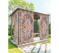 Rustic Boho Outdoor Curtains for Patio Waterproof, Grommet Privacy Curtain Drapes Weatherproof Outside Curtains for Porch GazeboPergola Cabana 2 Panel 54x84inch Ethnic Turkish Floral Geometric