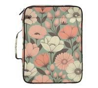 Rustic Botanical Floral Accordion Folder Waterproof 3 Ringing Binder with Zipper with Zipper Closure for Business