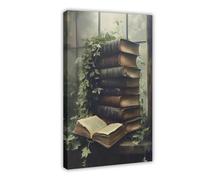 Rustic Botanical Library Canvas Poster Wall Art Decor Print Picture Paintings for Living Room Bedroom Decoration 12x18inch(30x45cm)