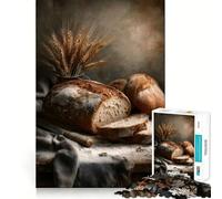 Rustic Bread Still Life Jigsaw Puzzles 1000 Pieces for Adults Strengthen Recall Calm Mind Quality Edge Warm Surprise (38x26cm)