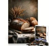 Rustic Bread Still Life Jigsaw Puzzles 1000 Pieces for Adults Strengthen Recall Calm Mind Quality Edge Warm Surprise (38x26cm)