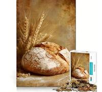 Rustic Bread with Wheat Stalks 1000 Piece Jigsaws for Teenagers Puzzle Smart Game Group Play Image Assembly Wall Art Decor (38x52cm)