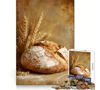 Rustic Bread with Wheat Stalks Jigsaw Puzzles for Teenagers 1000 Piece Mind Challenge Toy Relaxing Fun Precise Cut Festive Gift (38x26cm)