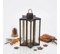 Rustic Bronze Extra-Large Star Lantern Weatherproof Solar-Powered | Garden and Patio Decor Featuring Captivating Warm White Firefly Illumination