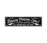 Rustic ''Broom Parking Only All Others Will Be Toad'' Metal Sign - Halloween Witch Parking Sign, 16x4 Inch, Vintage Style Sign for Porch, Patio, Yard, Farmhouse Decor, Halloween Decor