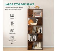 Ladder Shelf, 5-Tier Industrial Bookcase, Storage Unit, with Metal Frame, for Li