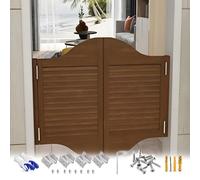 Rustic Brown Arched Top Wooden Saloon Cafe Door39in Louvered Double HalfWaist Interior Door for Bar Kitchen & Home Decor (W125xH100cm)