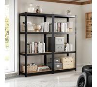 (Rustic Brown,Black) 4-Tier Shelving Unit, Steel Shelving Unit for Storage, for Garage, Shed, Load Capacity 520 kg??RusticBrown
