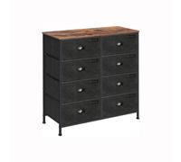 Rustic Brown & Black Dresser Unit with 8 Fabric Drawers