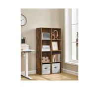(Rustic Brown) Bookcase, Wooden Bookshelf with 8 Compartments, Floor Standing Storage Unit for Files, Decor, In Study, Living Room, Bedroom