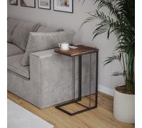 Urbn-Living Urbnliving 67Cm Height Rustic Brown C Shaped Living Room Bedside Metal Frame Side Coffee Table