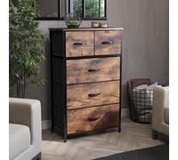 (Rustic Brown) Chorley 5 Fabric Drawer Storage Chest UKFR