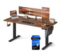 (Rustic Brown) Electric Standing Desk, Height Adjustable Desk, 160 x 70 cm, Continuous Adjustment