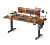 (Rustic Brown) Electric Standing Desk, Height Adjustable Desk, 180 x 80 cm, Continuous Adjustment, Spliced Desktop