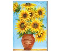 Rustic Brown Jug Sunflower Bouquet, Golden Yellow Floral Still Life Painting, Farmhouse Wall Art Decor, Vibrant Sunflower Canvas Print for Living Room Kitchen Bedroom Dining Room Country Home