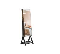 Rustic Brown Lockable Jewelry Cabinet with Mirror