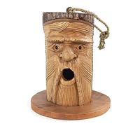 Rustic Brown Pine Wood Green Man Bird House - 28cm x 19.5cm (1 Pc.) - Premium Handcrafted Wood, Enchanding Design - Ideal for Home Decor & Unique Gifts
