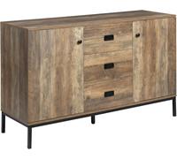 Rustic Brown Sideboard 3 Drawers 2 Cupboards Cabinet Distressed Wood TV Console