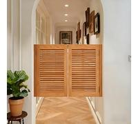 Rustic Brown Solid Wood Swinging Saloon Door 35.5" Dual Louvre Cafe Partition for Kitchens Bars & Entrances124x90cm Western Style Decor