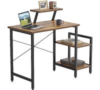 Rustic Brown Standing Desk 80 x 50 cm Small Computer Desk for Home Office Multipurpose Writing Desk with Extra Storage Rack & Moveable Shelf