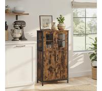 Storage Cabinet, Multipurpose Cupboard, Sideboard, Adjustable Shelf, Bathroom Cabinet, Steel Frame, Industrial Style, Rustic Brown and Black