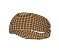 Rustic Brown-Yellow Checkered Checkered Stylish Sports Headbands Moisture Wicking Workout for Men Women
