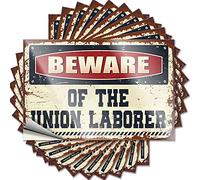 Rustic Bumper Helmet | Beware of The Union Laborer Optical Illusion Narrow Sticker Pack(8X12CM)