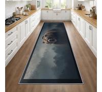 Rustic Cabin Bear Carpet Runner 60x120cm, Forest Bear Runner Rug for Entryway, Hunting Theme Wild Animal Long Narrow Rug, Washable Non-Slip Carpet for Kitchen Hallway Laundry