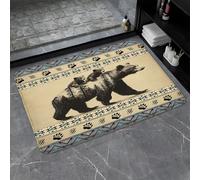 Rustic Cabin Bear Fall Woods Wild Animal Farmhouse Retro Western Aztec Tribal Country Hunting Adventure Camping Doormat Absorbent Door Mat Anti Mould Barrier Mat For Entryway Indoor 40X60Cm