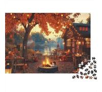 Rustic Cabin by The Lake Puzzle 1000pcs (75x50cm) Erwachsene Fall Colors Puzzle,Home Decor