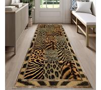 Rustic Cabin Cheetah Print Runner Rug for Entryway 60x150cm Leopard Patchwork Carpet Runner, Tiger Print Hallway Rug, Machine Washable Non-Slip Floor Carpet for Living Room