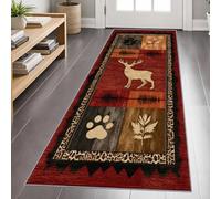 Rustic Cabin Deer Carpet Runner 60x120cm, Runner Rug for Entryway, Western Country Farmhouse Long Narrow Rug, Washable Non-Slip Carpet for Kitchen Hallway Laundry
