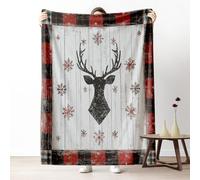 Rustic Cabin Fall Throw Blanket for Couch, Snowflake Deer Silhouette Fleece Blanket for Bed, Farmhouse Wildlife Cozy Blankets 40"x60" Soft Warm Lightweight for All Season Camping Travel Picnic