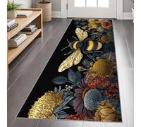Rustic Cabin Floral Carpet Runner 60x240cm, Country Flower Bee Runner Rug for Hallway, Vintage Floral Long Carpet, Soft Machine Washable Rug for High Traffic Areas in Home