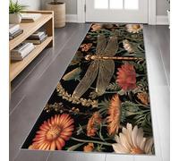 Rustic Cabin Floral Runner Rug for Hallway, 60x200cm, Country Flower Dragonfly Runner Rug for Entryway, Boho Floral Long Carpet, Machine Washable Carpet for Kitchen Bedroom Living Room