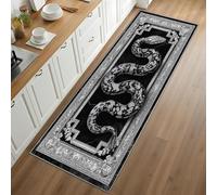 Rustic Cabin Gothic Snake Runner Rug for Hallway 60x200cm Cool Snake Carpet Runner, Vintage Bordered Long Carpet, Soft Non Slip Floor Mats for High Traffic Areas in Home