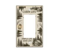 Rustic Cabin Life Nature Quote Single Rocker Light Switch Cover | Pine Forest Scenery, Rustic Wilderness Theme, Vintage Outdoor Gear, Tranquil Mountain Cabin Decor, Woodland Living Aesthetic