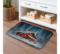 Rustic Cabin Quick Dry Bath Mat, Winter Snow Landscape Absorbent Non Slip Shower Mat, Cozy Flannel Washable Bath Rugs for Bathroom Toilet Restroom Decorative 16x24 Inch