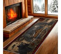 Rustic Cabin Rugs for Cabin, Western Hallway Runner Rug 90x240, Bear Runner Rug, Washable Western Country Long Carpet for Hallway Entryway Floor Mats