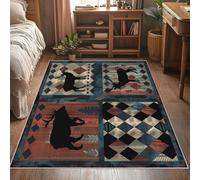 Rustic Cabin Rugs Living Room Large - Lodge Wildlife Bear Deer Area Rugs for Bedroom Rug Blue Red Black Carpet, Washable Non Slip Soft Low Pile Patterned Rug & Room Decor 200x230 O-fd21