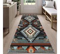Rustic Cabin Southwestern Runner Rug for Hallway 60x200cm Native American Carpet Runner, Aztec Culture Long Carpet, Soft Non Slip Floor Mats for High Traffic Areas in Home