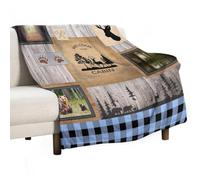 Rustic Cabin Throw Blanket,Deer Bear Forest Silhouette Vintage Wood Plaid Soft Plush Warm Cozy Flannel Chair Sofa Couch Picnic Travel Office Bedding Blankets, 40x50 in