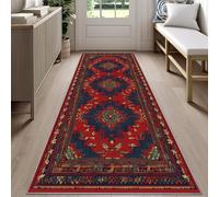 Rustic Cabin Vintage Red Runner Rug for Hallway 60x180cm Traditional Design Carpet Runner, Retro Western Long Hall Carpet, Non-Slip Carpet for Kitchen Laundry Room Bedroom