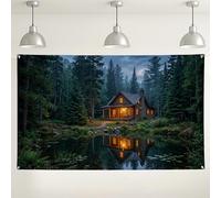 Rustic Cabin Wall Backdrop, Forest Landscape Vintage Photography Background, Cozy Brown Nature Scene for Indoor/Outdoor Events, Autumn Decor 71x43 Inch