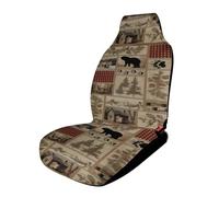 Rustic Cabin Wild Lodge Bear Check Plaid Car Seat Covers, Seats Protection for Women and Girls, Suitable for Most Vehicles, Cars, Trucks, SUVs, Vans.