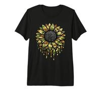 Rustic Camo Sunflower Drip Distressed Camouflage Floral Premium T-Shirt