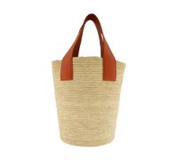 Rustic Canasta Tote with Leather Handles- female- Sensi Studio- Shopping Bags- Beige- ONE SIZE- Bags ONE SIZE