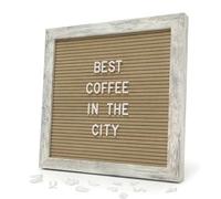Rustic Cappuccino Felt Letter Board 25x25cm with 336 Letters - Changeable Message Board for Coffee Bar, Kitchen Décor & Café Counter Display