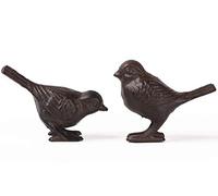 Rustic Cast Iron Bird Statue Farmhouse Home Garden Decor Collectible Figurines Gift Replica Rust Color a Pair of Birds PTZD053